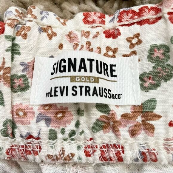 Levi Strauss Ivory Floral Elastic Waist Pull On Shorts With Pockets Sz 3XL - Picture 6 of 11